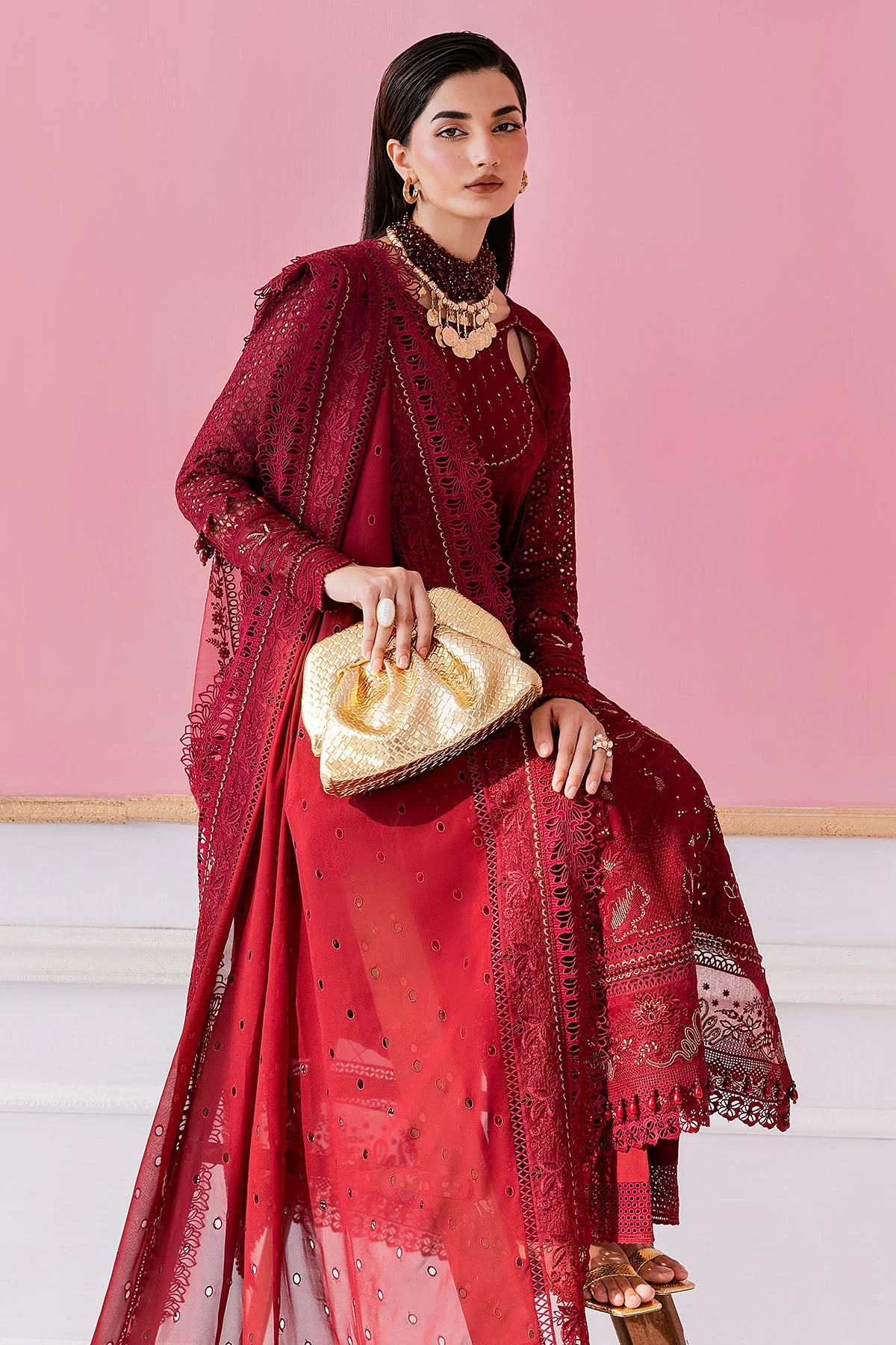 Imrozia Luxe Serene Georgette 3Pc Suit || S-1089 SCARLET - Image 3