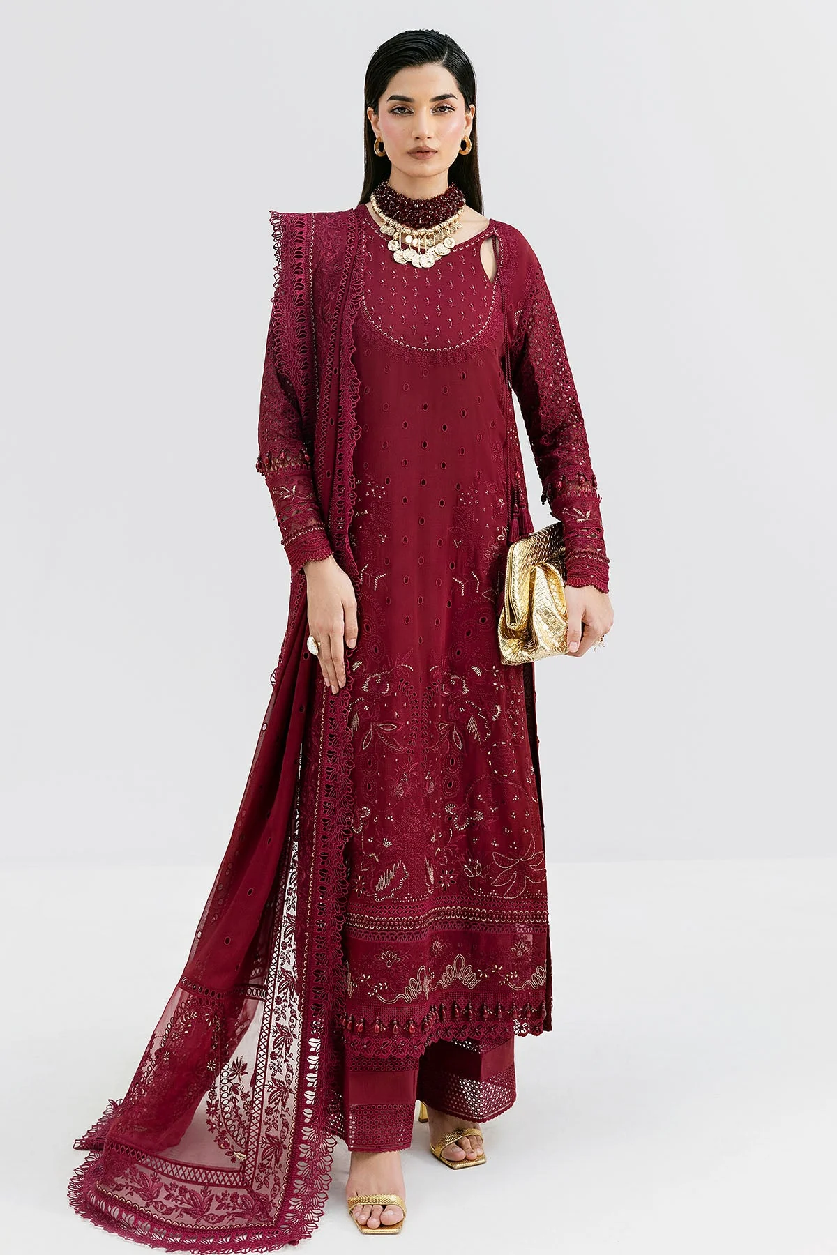 Imrozia Luxe Serene Georgette 3Pc Suit || S-1089 SCARLET